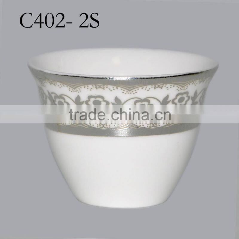 2016 New decorative design white ceramics golden coffee cup set