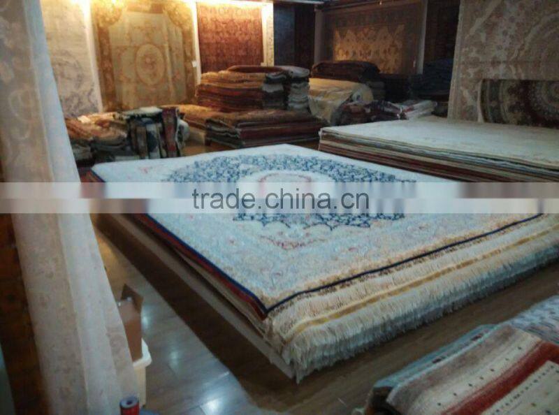 Unique blue pure silk carpet