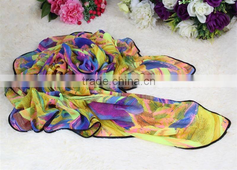 designer ladies cloth floral printed polyester scarf