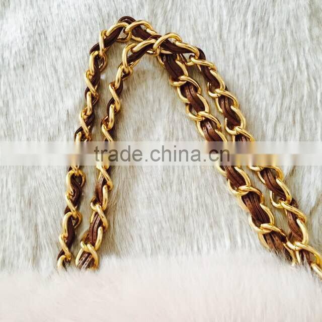 Lovely Design Animal Fur Handbag With Chain Fancy Rabbit Fur Purse With Bow Hot Selling
