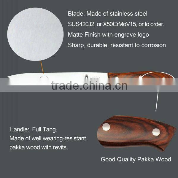 Wood block stainless steel kitchen knife set