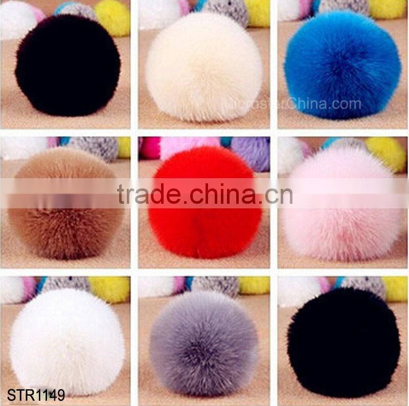 19 colors size of 10cm Cute Fluffy Ball imitation fox fur ball keychain Pendant Handbag Charm Keyring