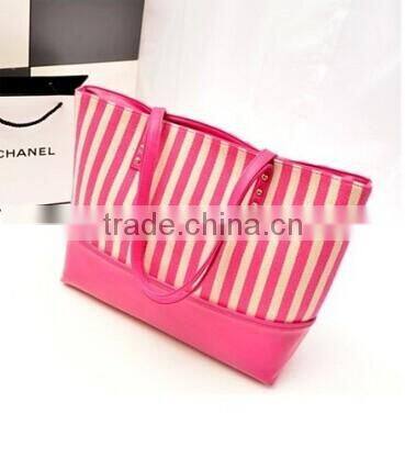 Stripe fashion leisure canvas bag