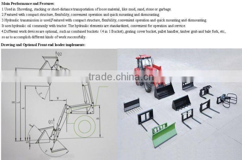 CE certificate TZ-4 Front end loader with Standard bucket for 30-55HP tractor