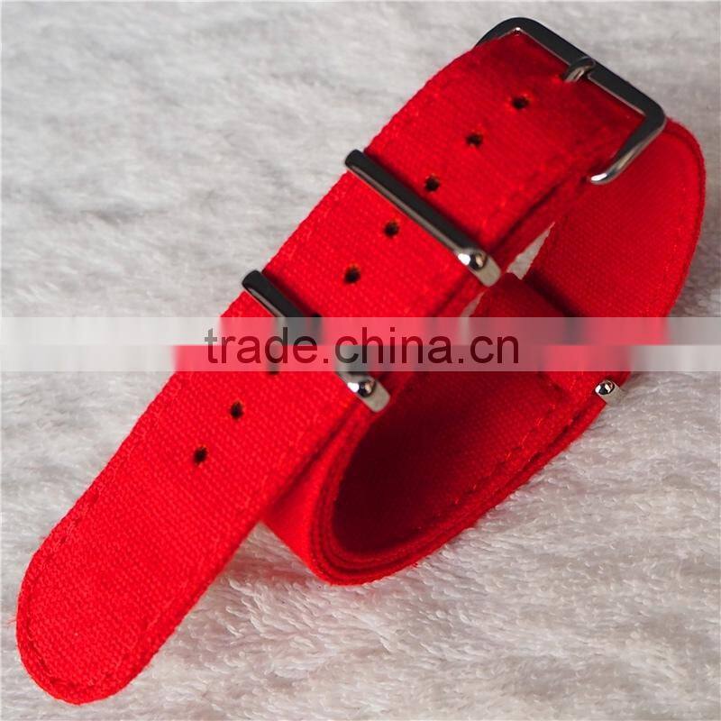 Red Color Canvas Band Custom 21mm Watch Strap
