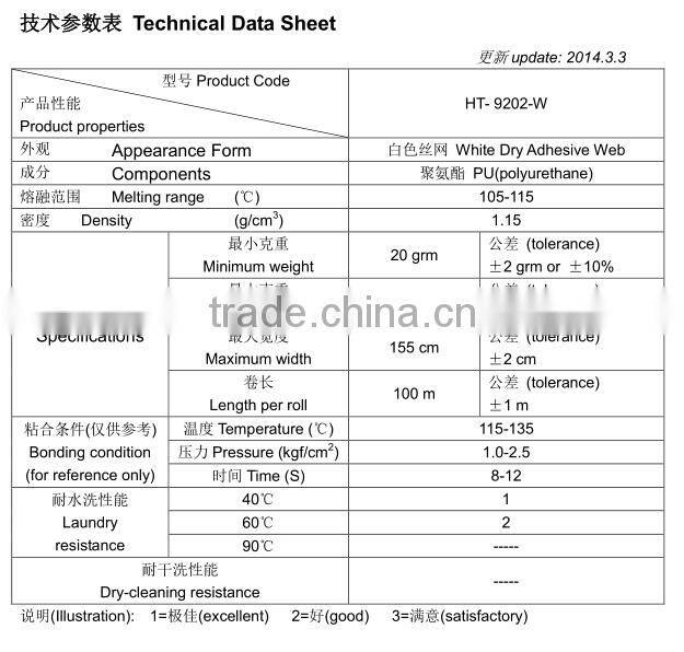 TPU hot melt adhesive Web for fabric bra underwear industry