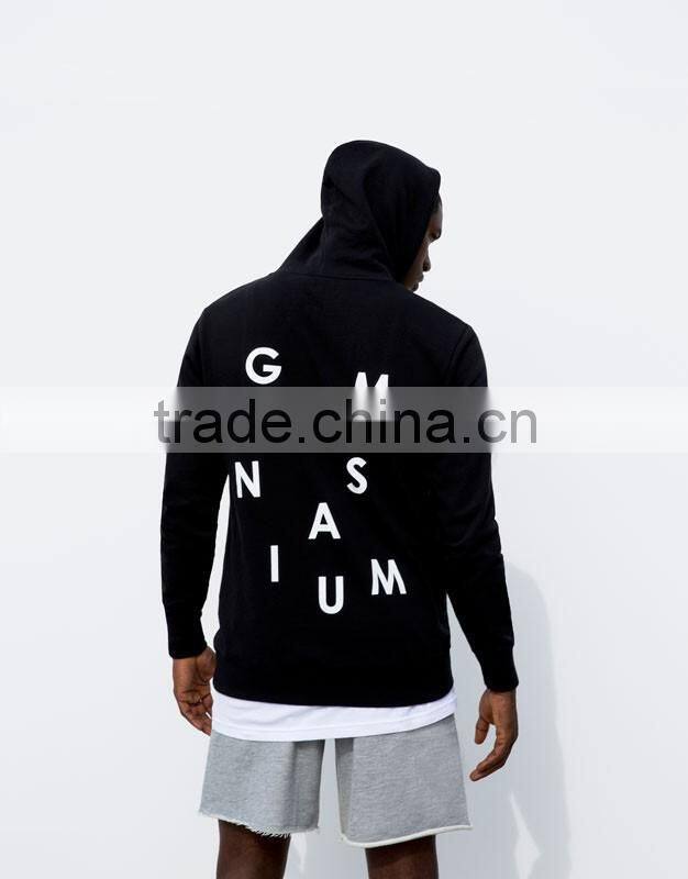 pullovers 100% cotton oversized black silk-printing logo on the back high quality men korean hoodie