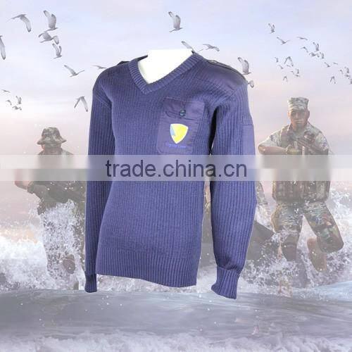 Navy Blue Camouflage Wool Sweater for Army