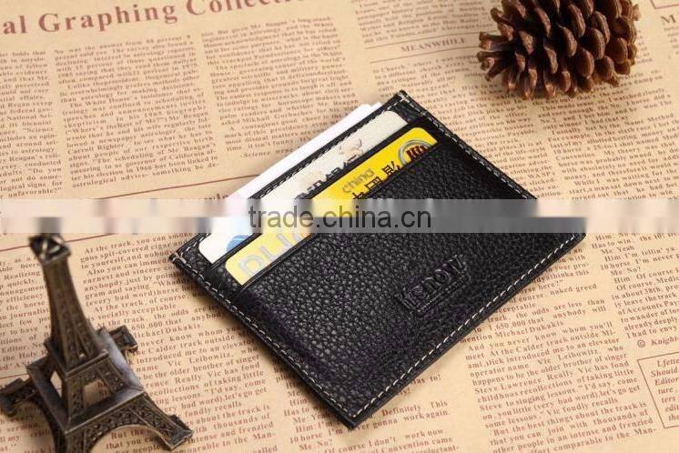 wholesale top grain leather business id card holder