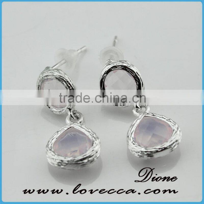 9x39mm Raw Brass Green Faceted Vogue Jewelry Earrings