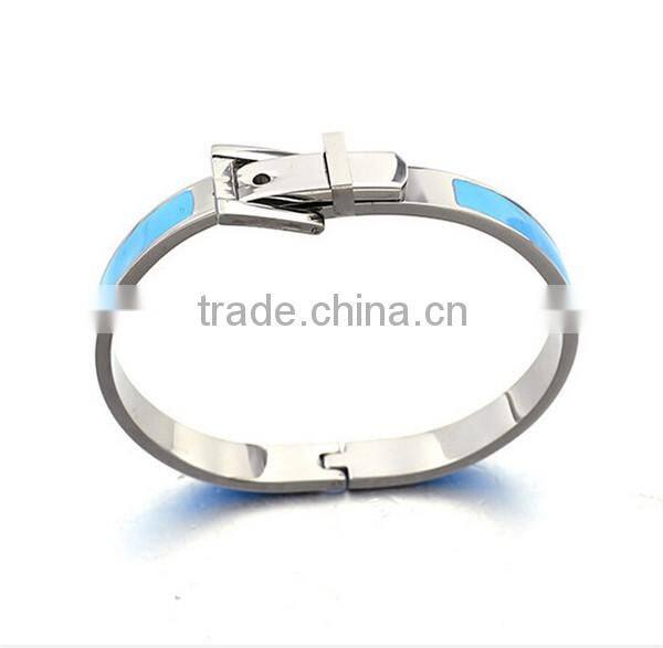 Fashion Women Enamel Spring Bracelet Fine Jewelry Stainless Steel Belt Sivler Cuff Bangle