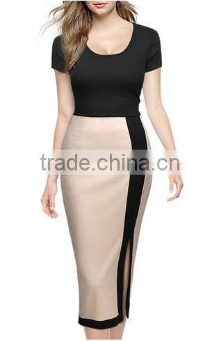 Women's Official Scoop Neck Optical Illusion Slim Bodycon Pencil Dress
