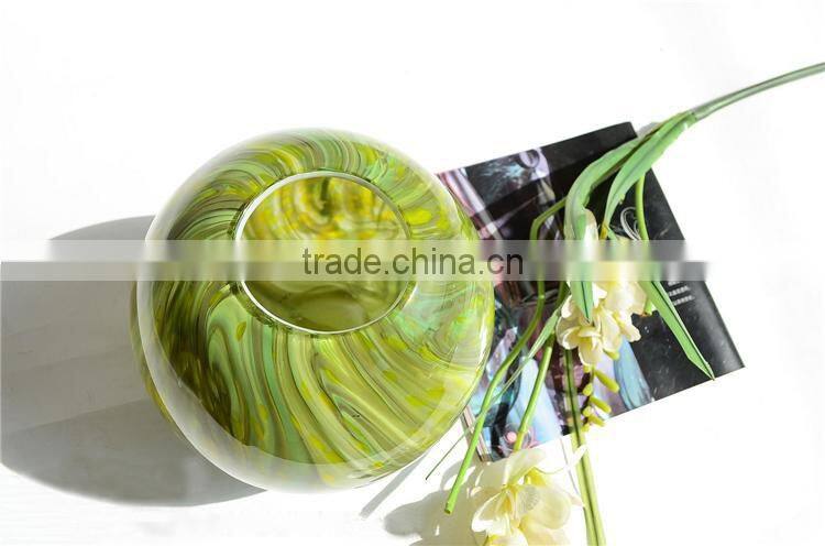 Fashion design handmade wood grain pattern decorative circular glass vase