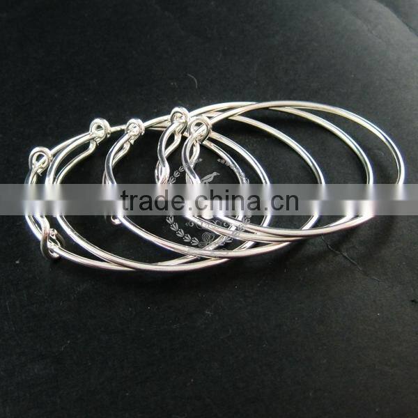 50mm diameter silver plated brass simple wiring bracelet for beading 1900100