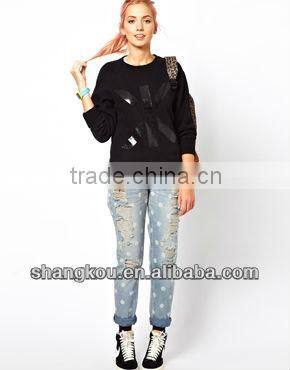 2013 high fashion design women fall winter sweater cheap cotton print sweater shkz 75
