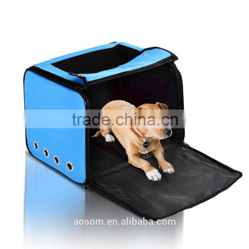 Pawhut Light Blue Collapsible Folding Soft Portable Pet Crate Carrier