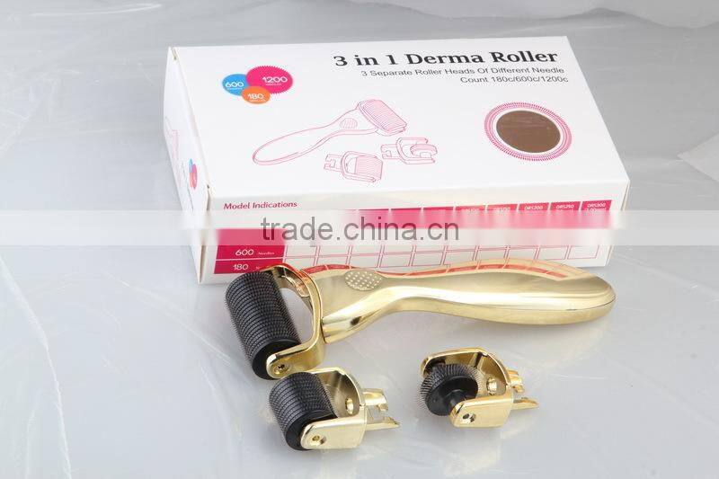 2016 hot 1200 needles body roller 3in1 derma cosmetic roller kit for dermatology