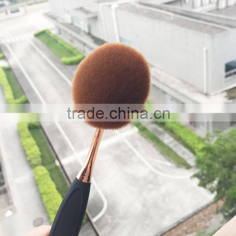Best Rose Gold with black makeup brush blush brush plastic 10 piece oval makeup brush synthetic makeup brushes