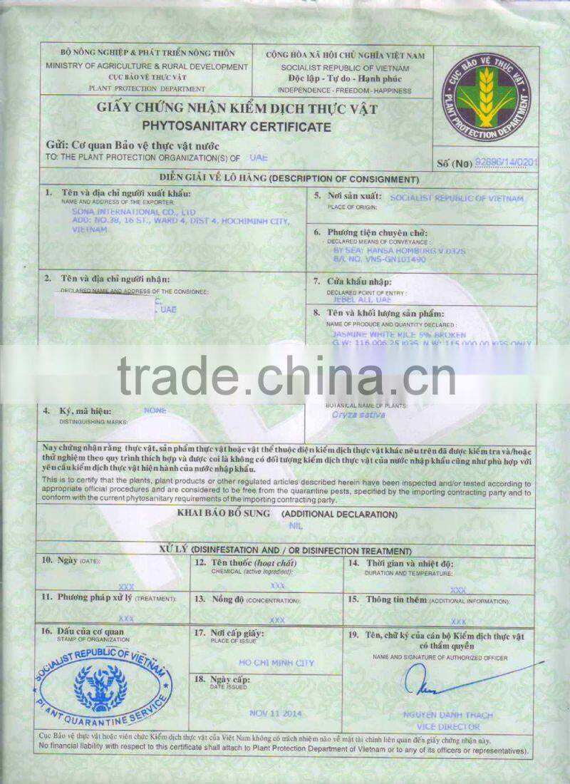 Premium Fragrant Rice 5% broken - KDM : sales3 @ vinarice dot vn