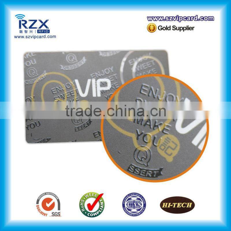 UV spot CR80 plastic VIP card for reward