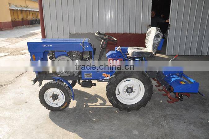 12hp/15hp agriculture machine mini tractor with rotary tiller,plough mower, trailer