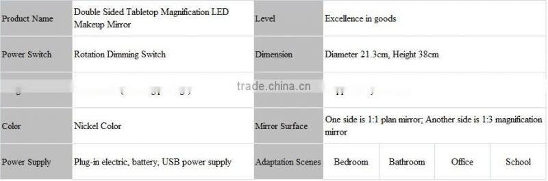 Battery Operated Desktop Two Sides Illuminated LED Cosmetic Makeup Mirror