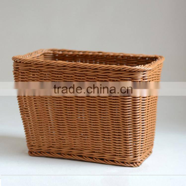 Simple design PE wicker hand woven rectangular shape bathroom dirty clothes basket