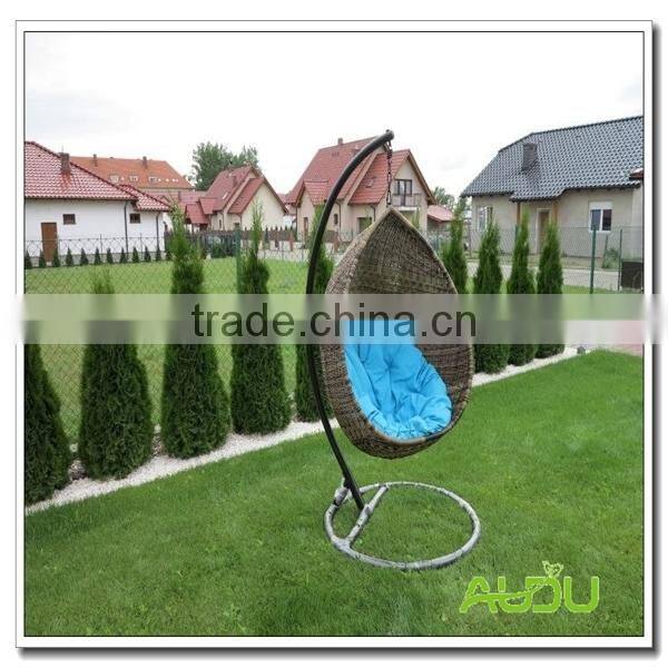 Audu Wicker Swing Chair,Swing Chair With Blue Cushion