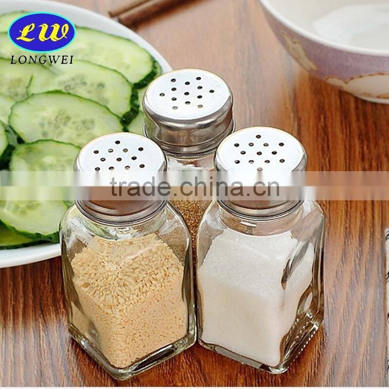 small square glass cruet bottle