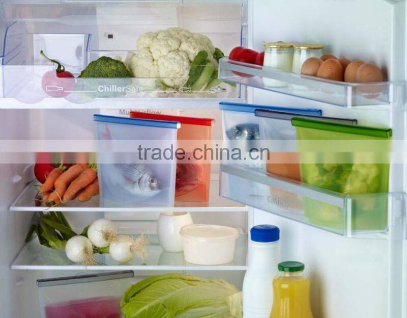 Fresh vegetable bag silicone food bag with zipper food freezer bag