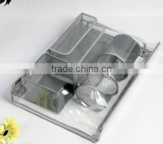 Factory Wholesale Fancy Metal Mesh Office Desk Stationery Set