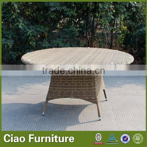 European style luxury rattan dining round table set for 6 persons