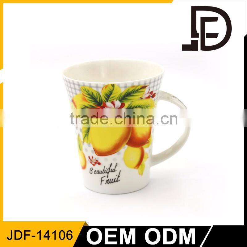 2017 trending products ceramic cup fruit 12oz bone china sublimation printed mug