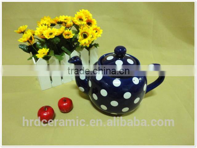 Colorful White with printing Ecofriendly 100% Ceramic Tea Pot