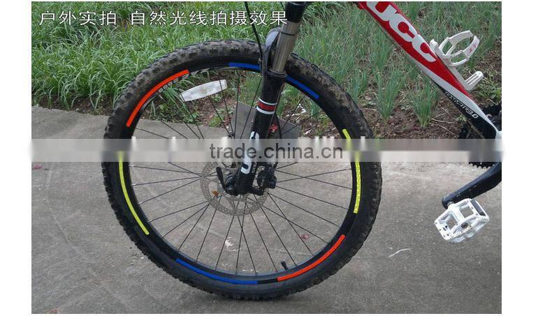 DIY reflective sticker on bike wheel
