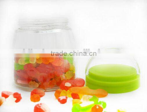 set of 3 clear cylinder glass cand y pot with handle cap