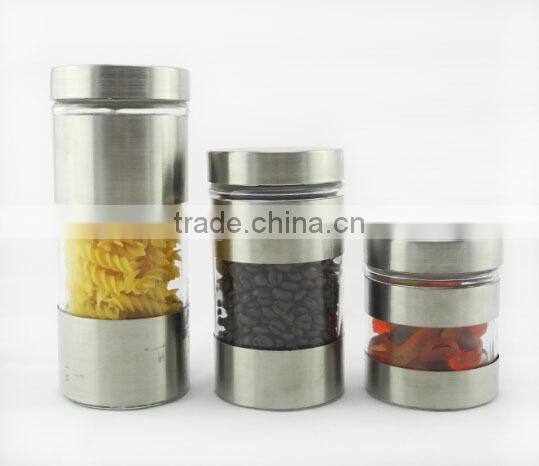 segment-type stainless steel coated cylinder glass bottle with stainless steel lid