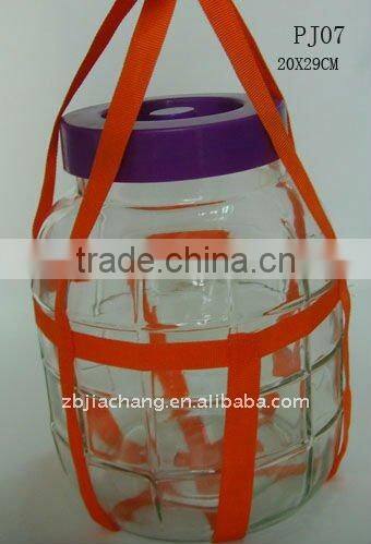 large glass wine jar with plastic lid PJ07