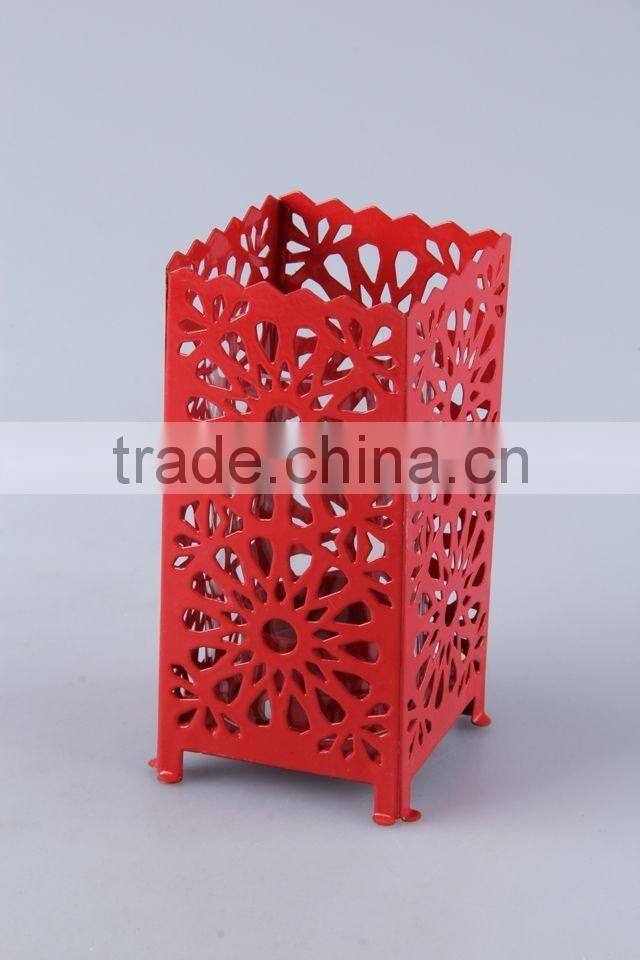 Home Decoration Candlestick/hollow out Design Iron+Glass Candle Holder