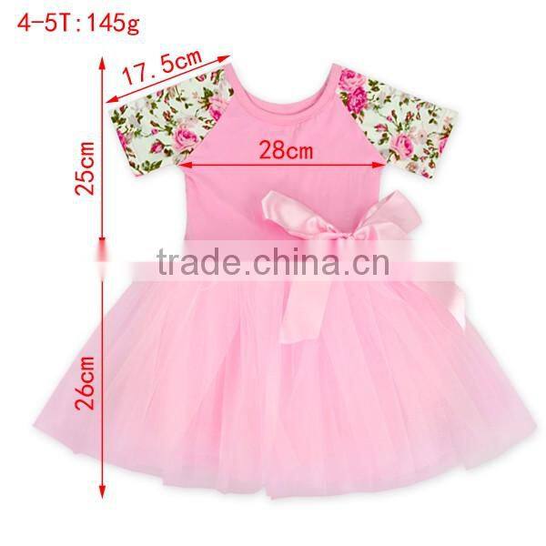 Wholesale Pink Flower Short Sleeve Tulle Skirt Set Ballet Dress Pink Pettiskirt Kids Tutu Dress