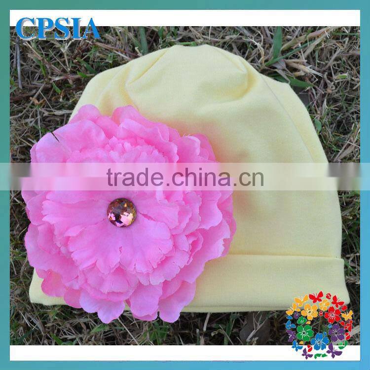 Wholesale organic cotton beanies with daisy flower for infant and toddle