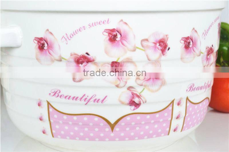 9" Porcelain microwave pot with glass lid