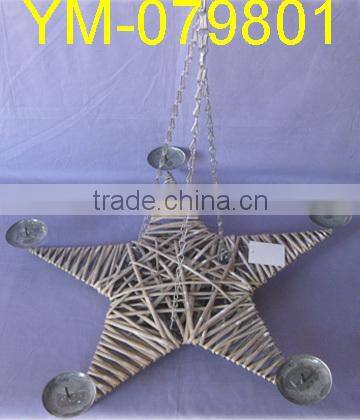 Decorative White Willow Heart Candle Holder