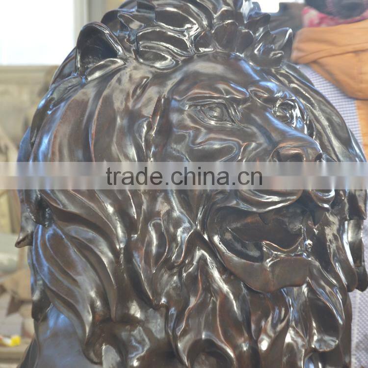 animal metal bronze lost casting wax sitting lion statue for garden