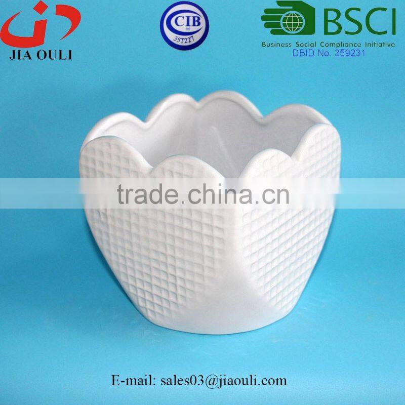 Ceramic plant pots Heart shaped boxes white glazed