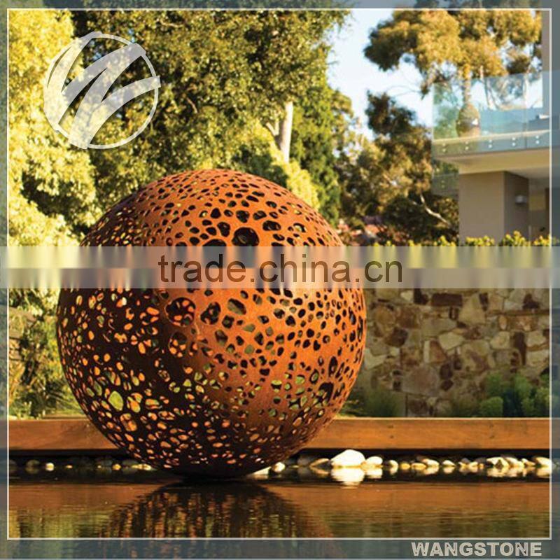 Art garden corten steel sculpture decorative metal balls