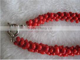 wholesale 17" 4mm red coral beads necklace jewelry set