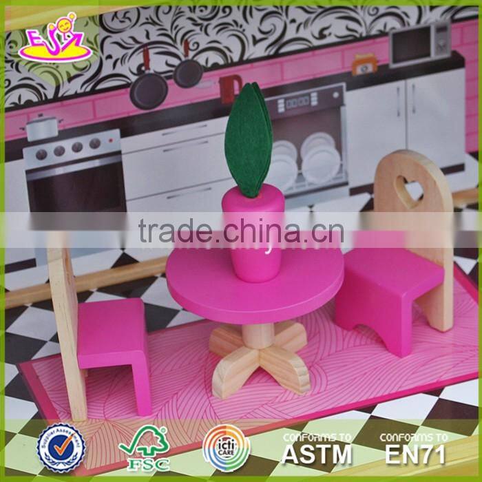 2017 New design kid wooden doll house kits lovely wooden girls doll house kits W06A218