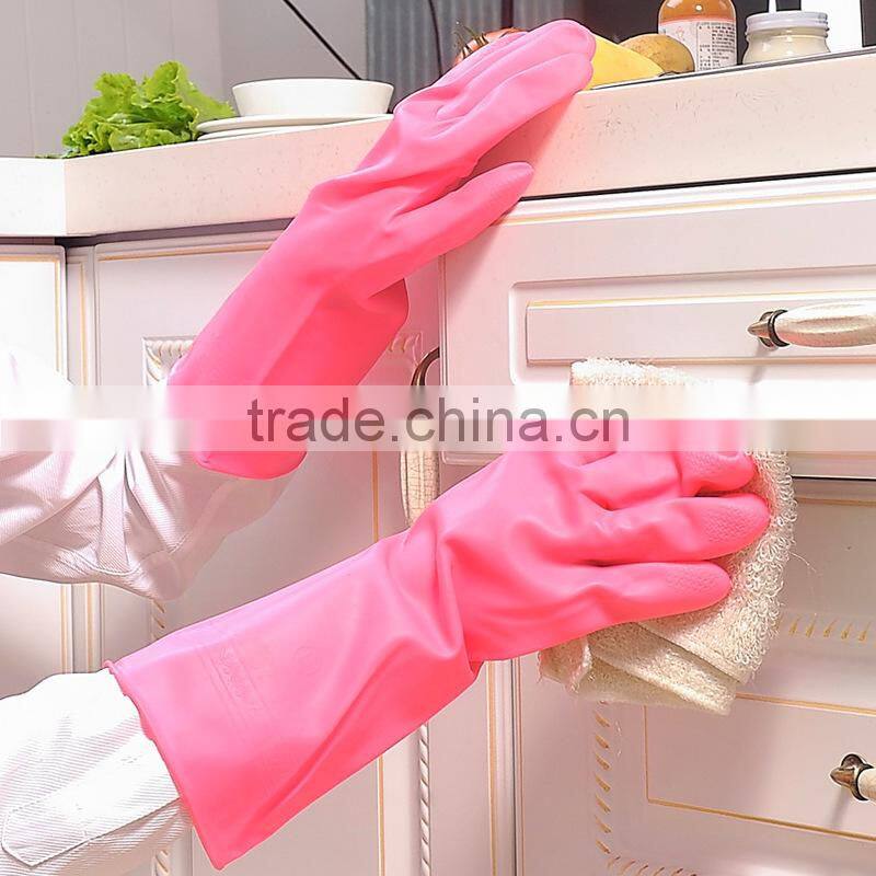 Dish washing up hand protective cotton lined rubber gloves,top glove latex gloves