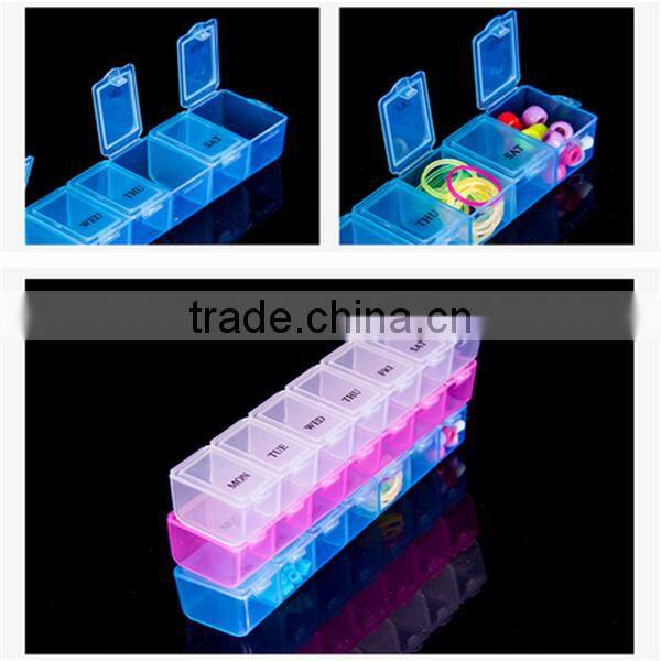 DIY plastic multifunction storage box/ 7 compartment pill box plastic/ custom non-toxic pp pill box